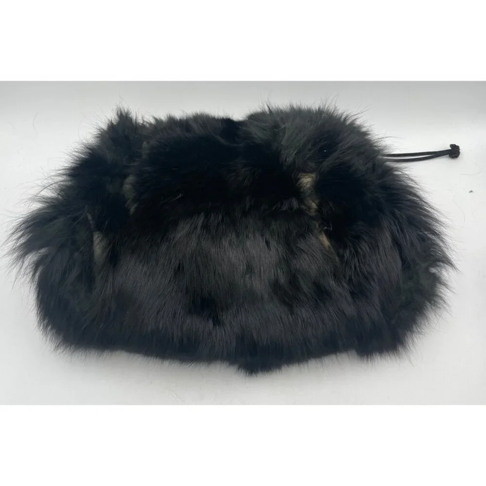 Vintage Black Fur Hand Muff With Drawstring